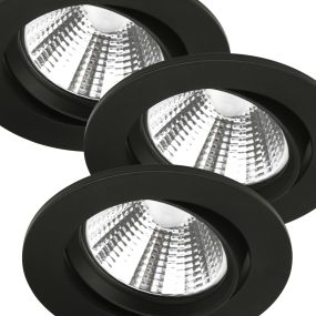 Nordlux Fremont - 3er Set - Ø 85 mm, Ø 72 mm Einbaugröße - 5,5W dimmbare LED inkl. - IP23 - schwarz