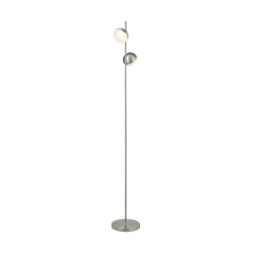 Searchlight Tully - Stehleuchte - 142 cm - 2 x 6W dimmbare LED inkl - satiniert silber