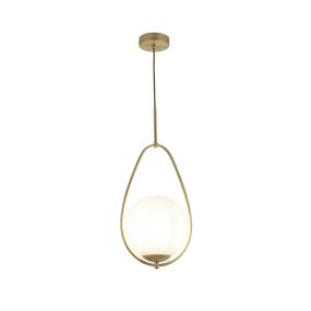 Searchlight Avalon - Pendelleuchte - Ø 23 x 150 cm - weiß und gold