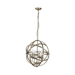 Searchlight Orbit - Kronleuchter - Ø 46 x 116 cm - Messing antik