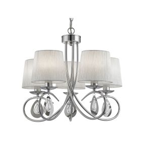 Searchlight Angelique - Kronleuchter - Ø 53 x 104 cm - Chrom und Weiß