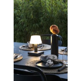 Konstsmide Monaco - Tischleuchte - 12,5 x 12,5 x 19 cm - 2,5W dimmbare LED inkl - wiederaufladbar - IP54 - dunkelgrau