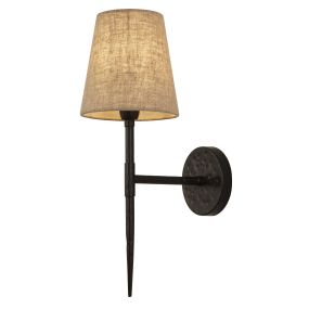 Searchlight Gothic - Wandleuchte - 15 x 43 cm - schwarzes und natürliches Leinen