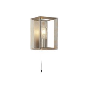 Searchlight Heaton - Wandleuchte mit Zugschalter - 15 x 23,5 cm - gebürstetes Silber und Gold