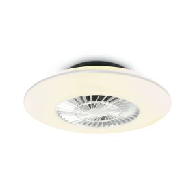 ONE Light Plafo - Deckenleuchte mit Ventilator und Fernbedienung - Ø 60 x 15 cm - 30W LED inkl. - weiß