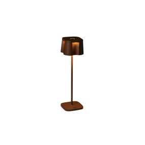 Konstsmide Nice - kabellose Outdoor-Tischleuchte mit Ladestation - 10 x 10 x 36 cm - 2.2W dimmbare LED inkl - IP54 - rostbraun