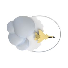 Zuma Line Fighter Jet - Deckenleuchte mit Fernbedienung - 46 x 56 x 16 cm - 37W LED inkl - weiß mit gold