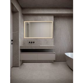 Nova Luce Ambor - Spiegel mit Beleuchtung - 70 x 120 x 5,5 cm - 49W LED inkl. - IP44 - Eloxiertes Gold