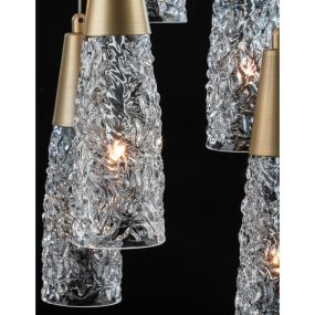 Nova Luce Kovac - Pendelleuchte - Ø 35 x 180 cm - Gold gebürstet und transparent