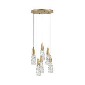 Nova Luce Kovac - Pendelleuchte - Ø 35 x 180 cm - Gold gebürstet und transparent