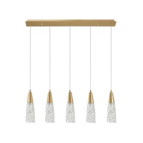Nova Luce Kovac - Pendelleuchte - 80 x 10 x 180 cm - Gold gebürstet und transparent
