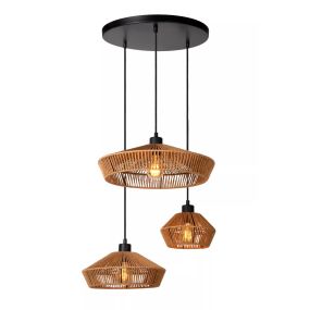 Lucide Yunkai - Hängeleuchte - Ø 60 x 145 cm - Holz