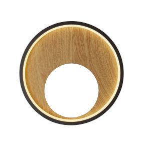 Searchlight Curio - Wandleuchte - Ø 30 cm - 11W LED inkl - schwarz und Holz