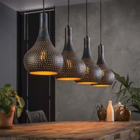 Vico perforiert - Pendelleuchte - 130 x 25 x 150 cm - schwarz braun