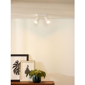 Lucide Xyrus 2 - Aufbaustrahler - 20 x 9 x 12,5 cm - 2 x 5W dimmbare LED inkl - dimmbar auf warm - weiß