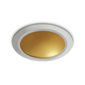 ONE Light Dark Light Dome Reflector - Deckeneinbauleuchte - Ø 17 x 5 cm - 16W LED inkl. - Weiß und Messing