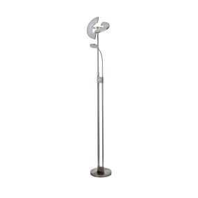 Searchlight Gio - Stehleuchte - 210 cm - 32W + 4.5W LED inkl - Nickel satiniert und weiß