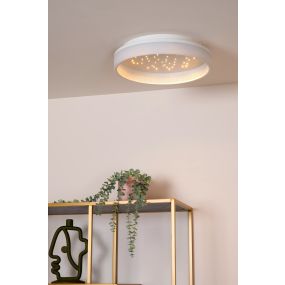 Lucide Estreja - Deckenleuchte mit Fernbedienung - Ø 40 x 9 cm - 40W + 10W LED inkl. - weiß