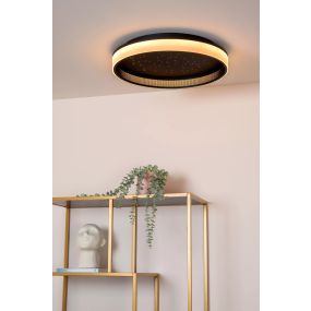 Lucide Estreja - Deckenleuchte mit Fernbedienung - Ø 40 x 9 cm - 40W + 10W LED inkl. - schwarz