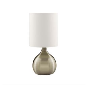 Searchlight Touch - Tischleuchte - 29 cm - 3 Stufen dimmbar - weiß und Messing antik