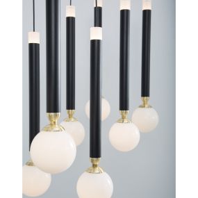 Nova Luce Cayo - Hängeleuchte - 72 x 20 x 120 cm - 10 x 5W LED inkl. - schwarz