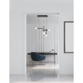 Nova Luce Cayo - Hängeleuchte - 51 x 20 x 120 cm - 4 x 5W LED inkl. - schwarz