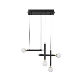 Nova Luce Cayo - Hängeleuchte - 51 x 20 x 120 cm - 4 x 5W LED inkl. - schwarz