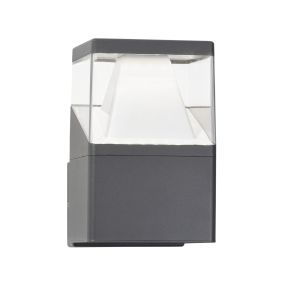 Nova Luce Lock - Außenwandleuchte - 13,5 x 16 x 20 cm - 12W LED inkl. - IP54 - dunkelgrau