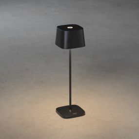 Konstsmide Capri - kabellose Outdoor-Tischleuchte mit Ladestation - Ø 10 x 36 cm - 2.2W dimmbare LED inkl - IP54 - schwarz