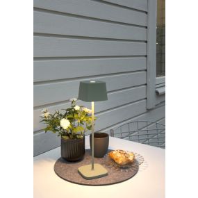 Konstsmide Capri - Außen-Tischleuchte - 10 x 10 x 36 cm - 2,2W dimmbar bis warm LED inkl - wiederaufladbar - IP54 - grün