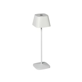 Konstsmide Capri - kabellose Tischleuchte für den Außenbereich mit Ladestation - Ø 10 x 36 cm - 2,2 W dimmbare LED inkl. - IP54 - weiß