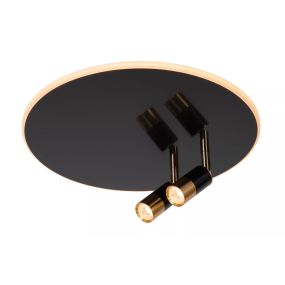 Lucide Jubel - Deckenleuchte - Ø 40 x 16,5 cm - 25W + 2x 5W dimmbare LED inkl. - Schwarz Chrom & Messing