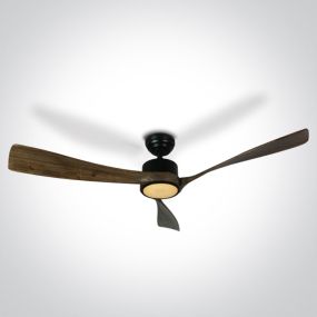 ONE Light Black Body Rod - Deckenventilator mit Licht und Fernbedienung - Ø 132 x 35 cm - schwarz und dunkelbraun