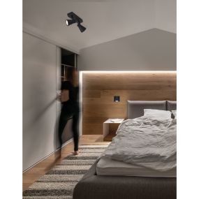 Nova Luce Dublin - Aufbaustrahler 2L - 24,5 x 5,5 x 15 cm - sandschwarz