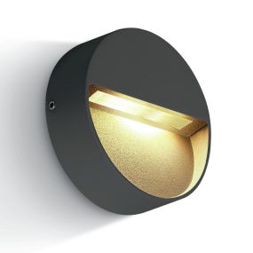 ONE Light Round Indoor/Outdoor Wall Dark Lights - Außenwandleuchte - Ø 10 x 3 cm - 3W LED inkl. - IP54 - anthrazit