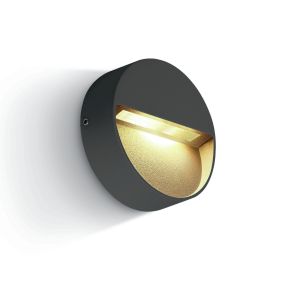 ONE Light Round Indoor/Outdoor Wall Dark Lights - Außenwandleuchte - Ø 10 x 3 cm - 3W LED inkl. - IP54 - anthrazit
