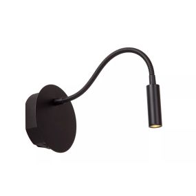 Lucide Jolijn - Wandleuchte mit flexiblem Lesearm - wiederaufladbar über USB-Kabel - Ø 11 x 3,2 cm - 2W led inkl. - schwarz