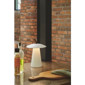 Nordlux Ara To-Go 2 - batteriebetriebene Tischleuchte für draußen - Ø 19,7 x 29,2 cm - 2W dimmbare LED inkl. - IP54 - weiß