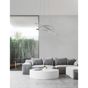 Nova Luce Livorno - Hängeleuchte - Ø 60 x 120 cm - 55W LED inkl. - Chrom