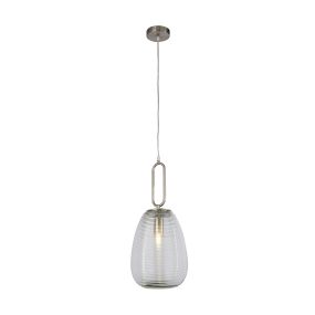 Searchlight Elixir - Pendelleuchte - Ø 24 x 130 cm - transparent und Nickel satiniert
