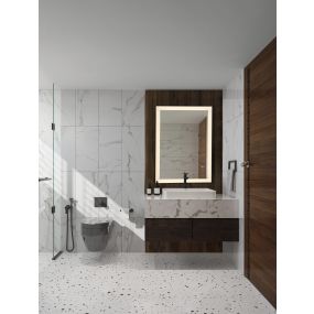 Nova Luce Deca - Spiegel mit Beleuchtung - 60 x 80 x 3,5 cm - 29W LED inkl. - IP44 - sand schwarz und weiß