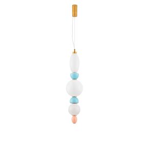 Nova Luce Obrie - Hängelampe - Ø 20 x 215 cm - 27W LED inkl. - Messing Gold, Orange und Blau