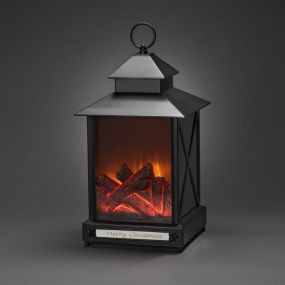 Konstsmide Weihnachtsbeleuchtung - batteriebetriebene Kaminlaterne - 24,5 x 24,5 x 42 cm - IP44 - schwarz