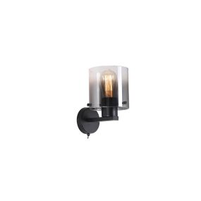 Searchlight Sweden - Wandanbauleuchte - 15 x 24 cm - mattschwarz und rauchfarben ombre