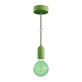 Creative Cables Eiva Pastel - Außen-Pendelleuchte mit Silikon-Deckenhalterung - Ø 12,5 x 164,5 cm - IP65 - soft green