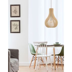 Nova Luce Soho - Hängeleuchte - Ø 38 x 245 cm - Naturholz und Braun