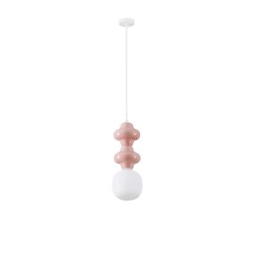Nova Luce Clio - Hängelampe - Ø 18 x 215 cm - rosa, weiß und Opalglas