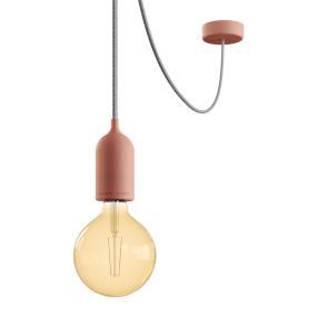 Creative Cables Eiva Pastel - Außen-Pendelleuchte mit Silikon-Deckenhalterung - Ø 12,5 x 514,5 cm - IP65 - lachsrosa