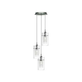 Searchlight Duo 1 - Hängeleuchte - Ø 26 x 120 cm - Chrom und transparent