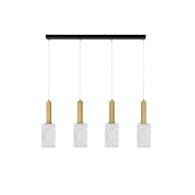 Nova Luce Certa - Hängelampe - 90 x 120 x 12,5 cm - klarglas, messinggold und schwarz